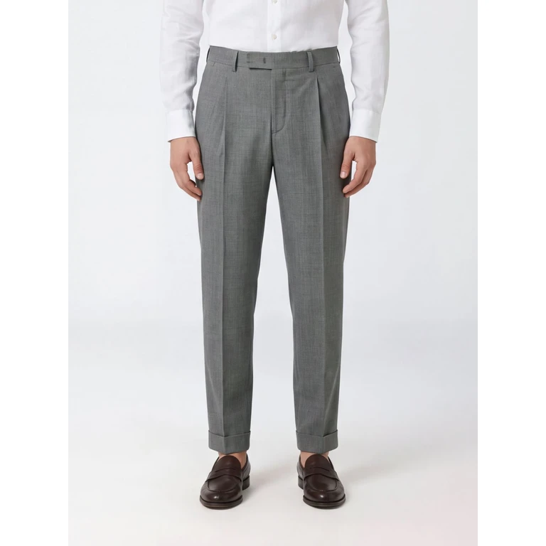 Pleated Slim Fit Tailored Trousers in Virgin Wool (CORFZAZ40FWDMA370230)