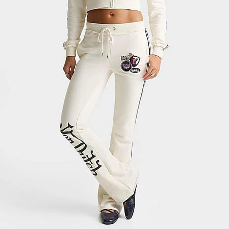 Raw Edge Flare Jogger Pants in Gardenia
