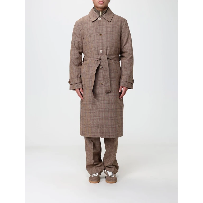 Drôle de Monsieur Prince of Wales Check Trench Coat in a Wool Blend (LCT150PL178BN)