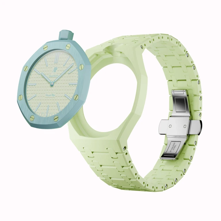 AP x Swatch Royal Pop Integrated Link Bracelet Band - Pistachio Mint - Vertical Crown Edition Waloo Watch Bands
