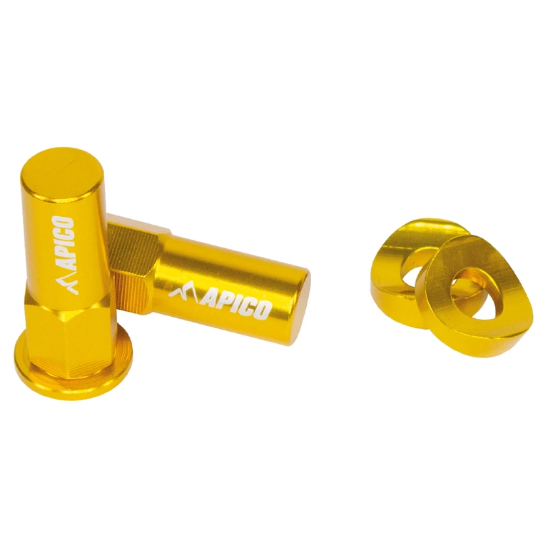 RIM LOCK NUT ALU YW - Apico Aluminium Rim Lock Nut & Washer Set Yellow