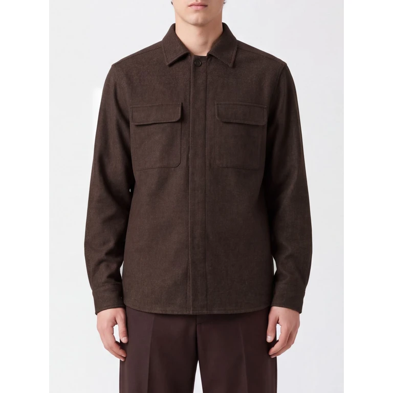 Sobrecamisa Eleventy de mezcla de lana, algodón y cachemir con bolsillos de solapa