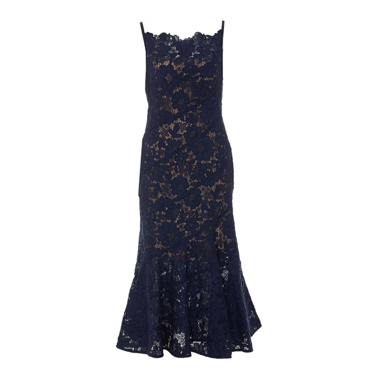Self Portrait Robe Au Genou - Bleu (043MNAVY)