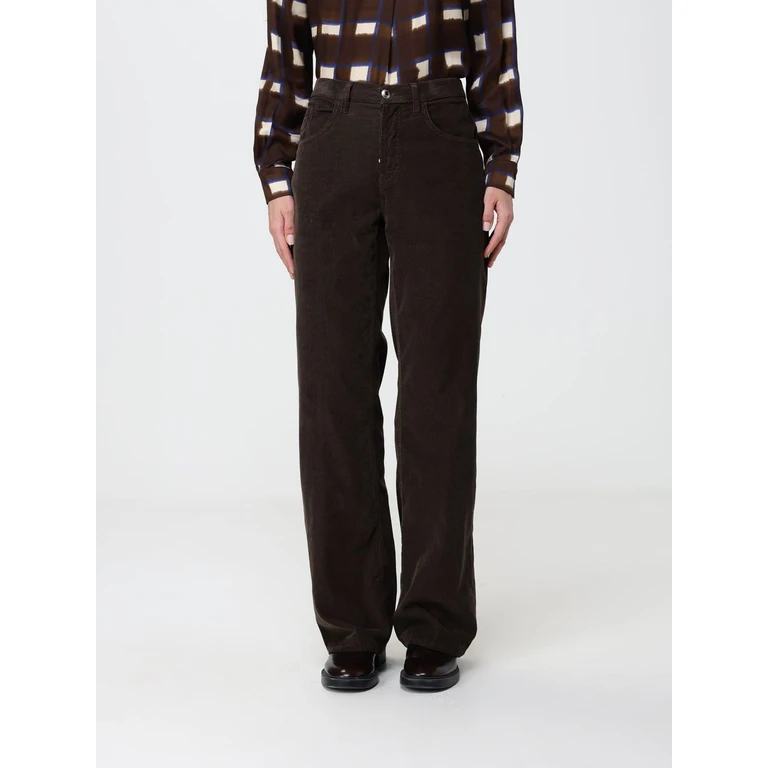 High-Waisted Slim Fit Corduroy Trousers in Velvet (DP427VS0030DBM5W737)