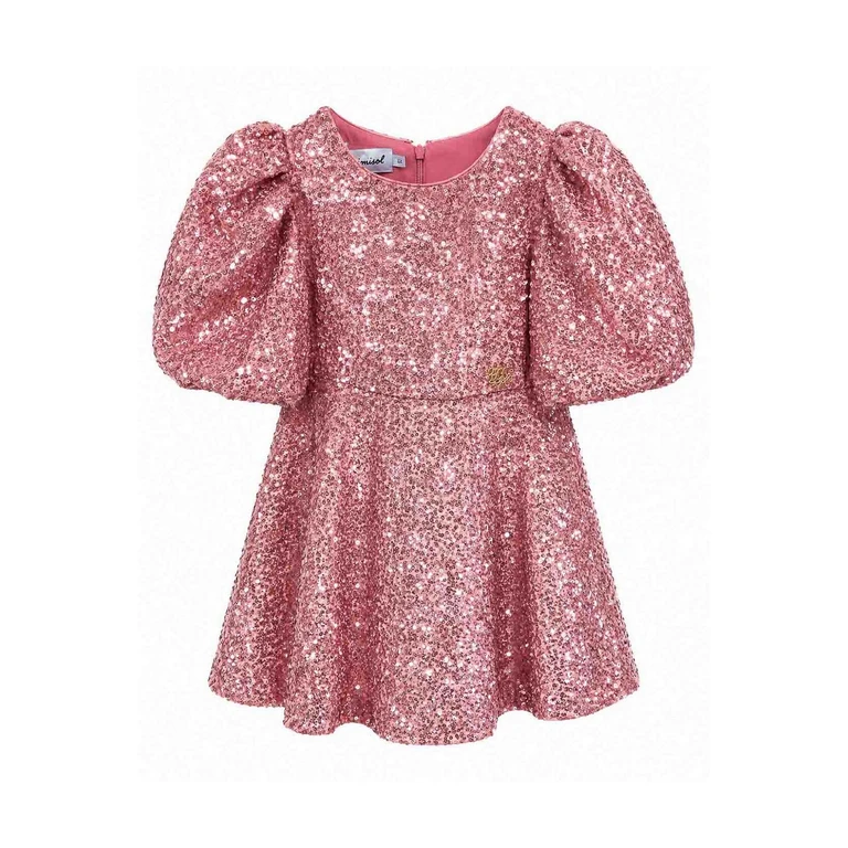 Vestido de lentejuelas Mimisol con mangas abullonadas