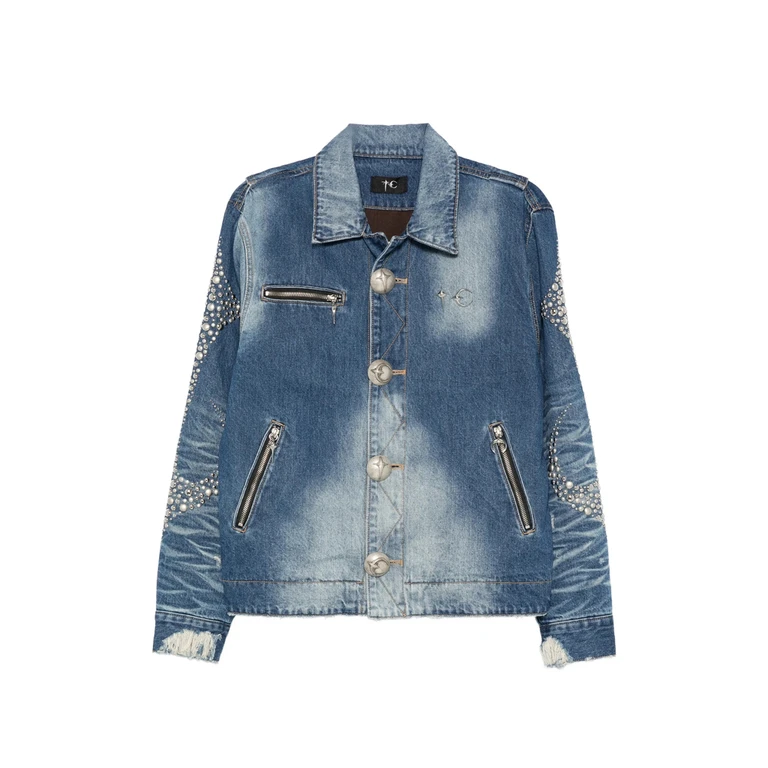 Studded Faded Denim Jacket