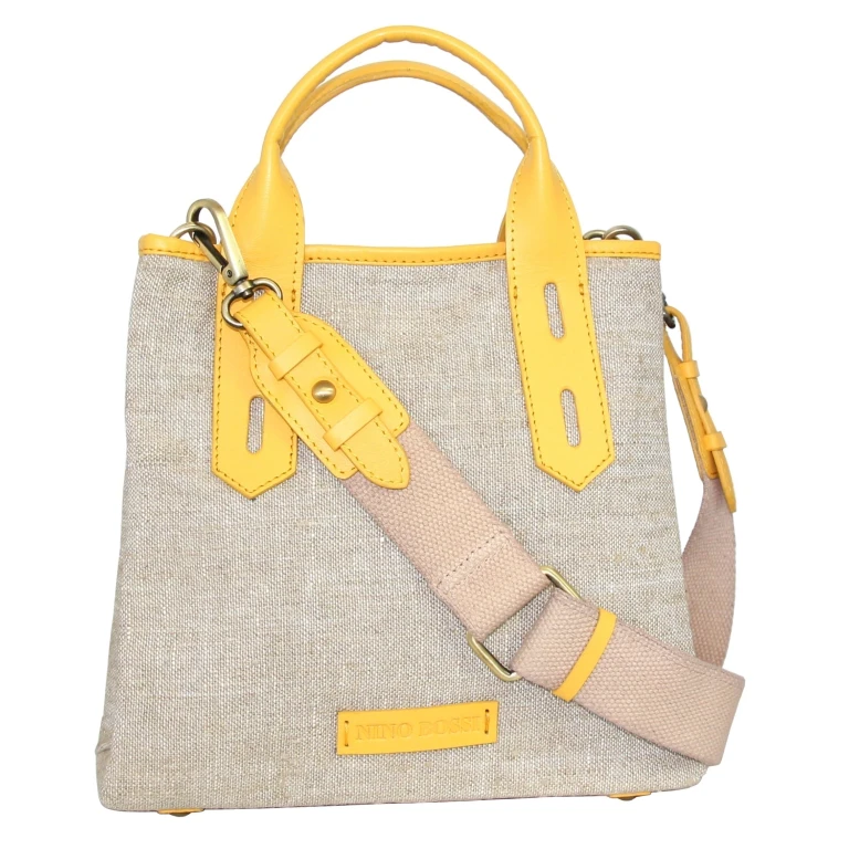 Alisha Linen/Leather Crossbody Bag - Lemon