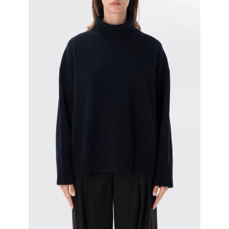 Merino Wool Turtleneck Jumper with Dropped Shoulders and Ribbed Trims (PUL1518WILLIAMNAV0124W)