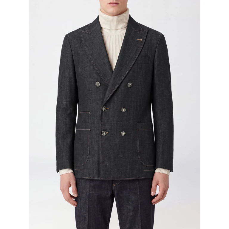 Blazer Brunello Cucinelli en denim lavado oscuro