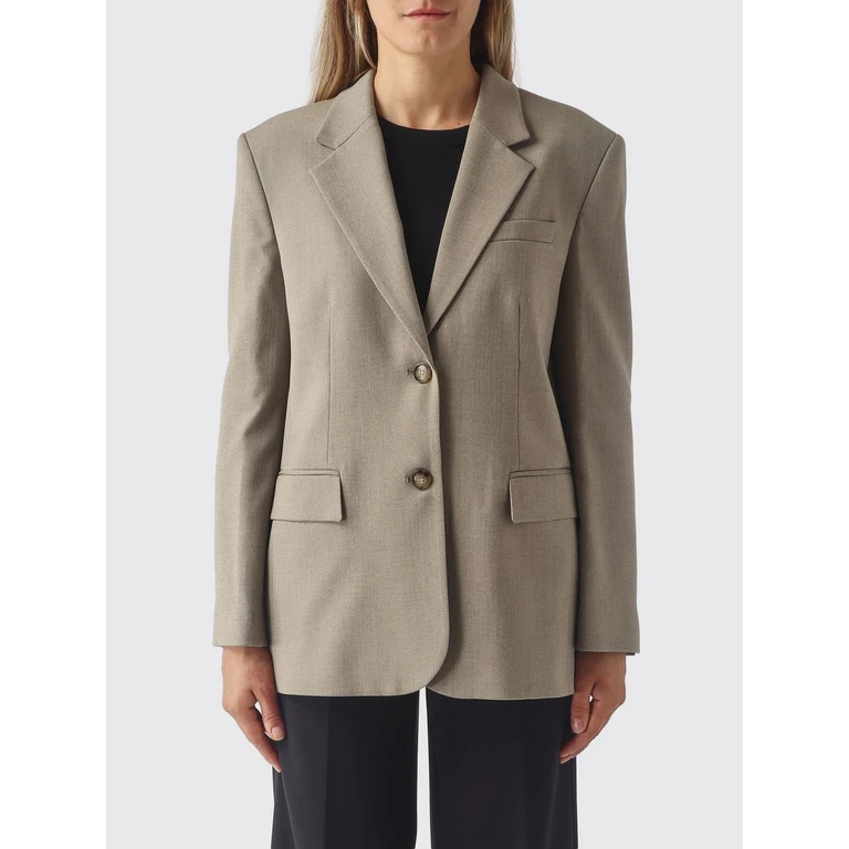 Single-Breasted Cropped Satin Blazer with Lapel Collar and Flap Pockets (262TT222200369)