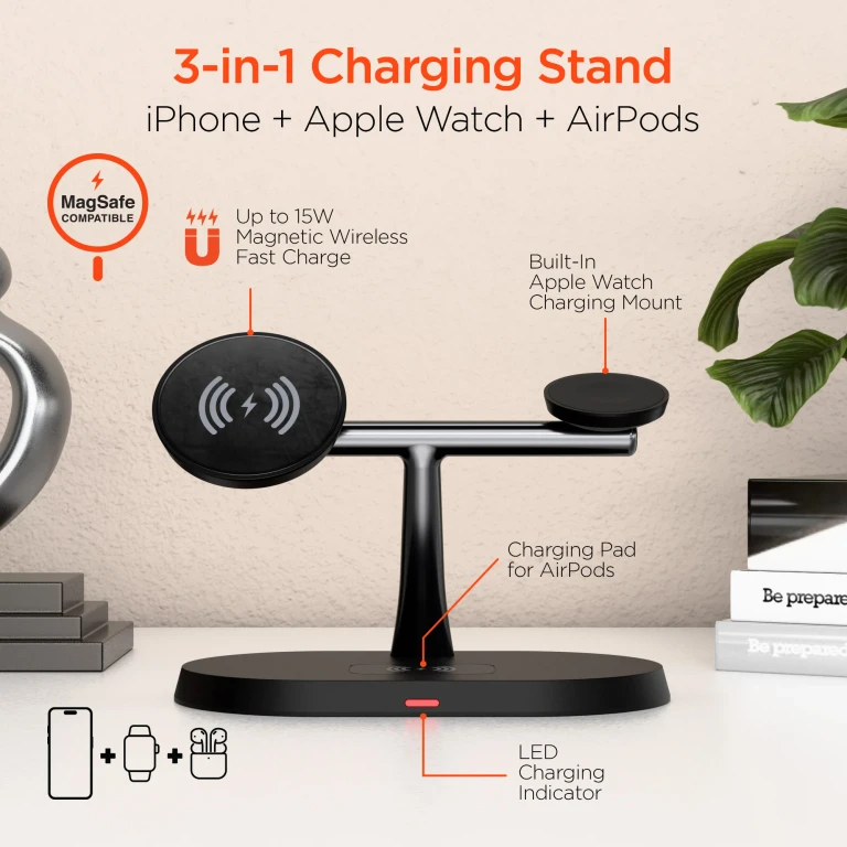 3-in-1 Wireless Charging Stand Compatible Wireless Charging Station