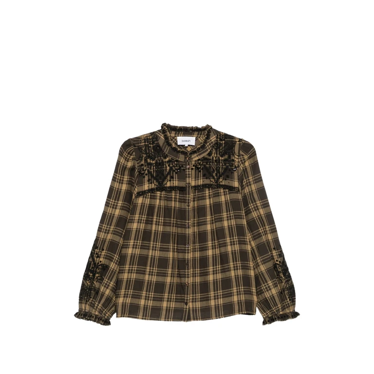 Kaela Embroidered Checked Blouse