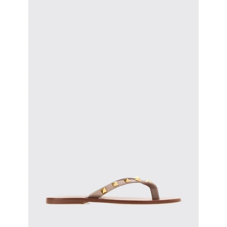 Rockstud Flat Thong Sandals in Leather with Studs (S0QD3MRIP45)