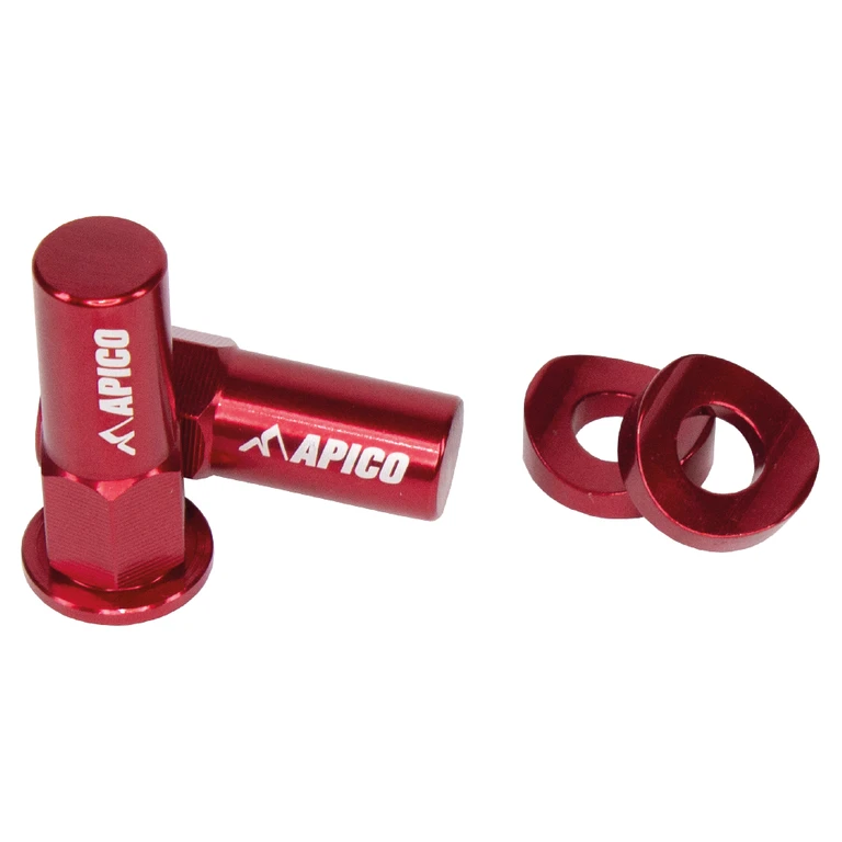 RIM LOCK NUT ALU RD - Apico Aluminium Rim Lock Nut & Washer Set Red