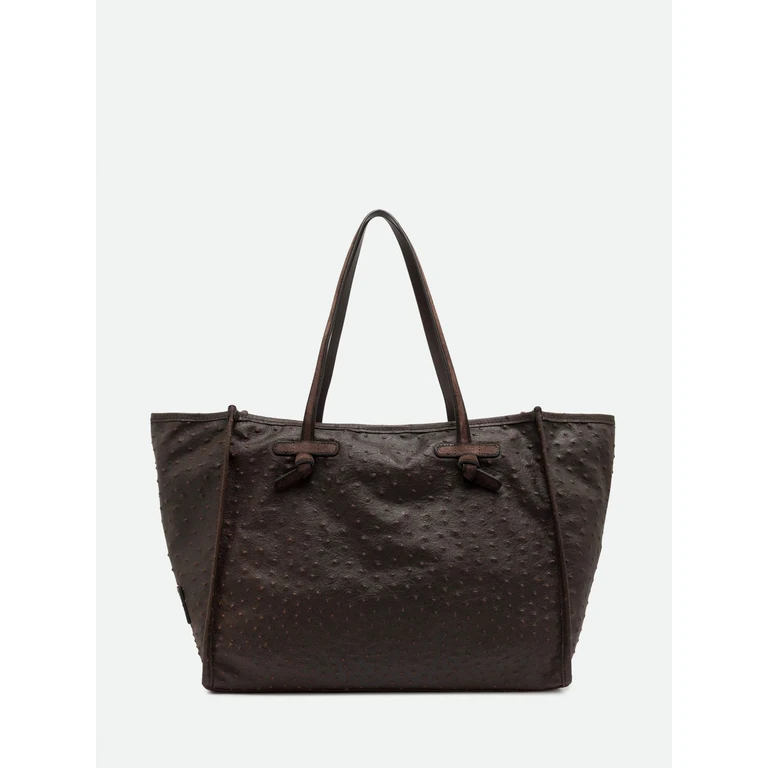 Marcella Embossed Calfskin Leather Shoulder Bag with Logo (BS12430EXTCESPRESSO)