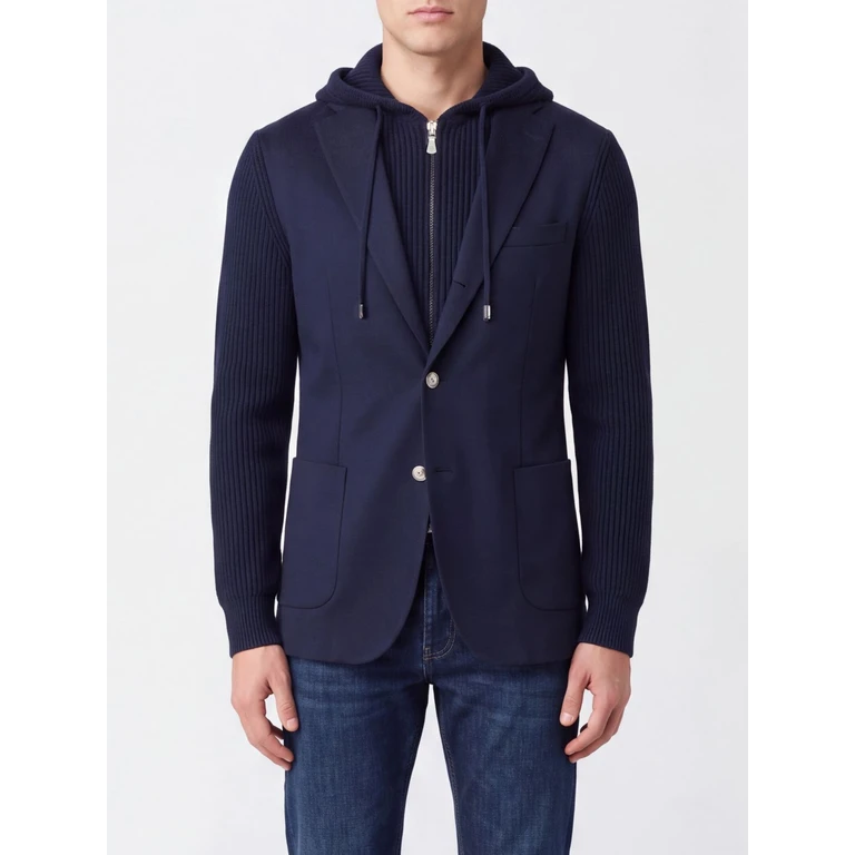 Hooded Knit Wool Blazer with Notch Lapels (N75GIAN07TES0N2761911)