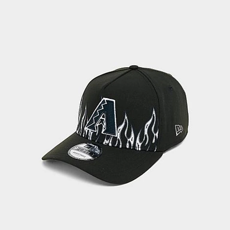Arizona Diamondbacks MLB Flames 9FORTY A-Frame Snapback Hat in Black/Flame