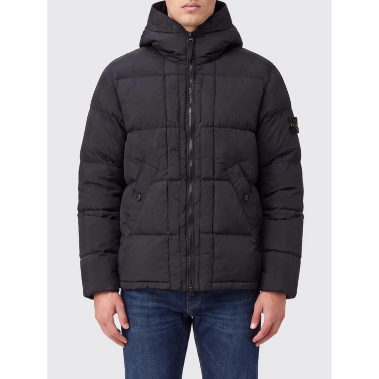 Short Down Jacket in Recycled Nylon with Hood and Compass Logo (4100019S0019V0029)