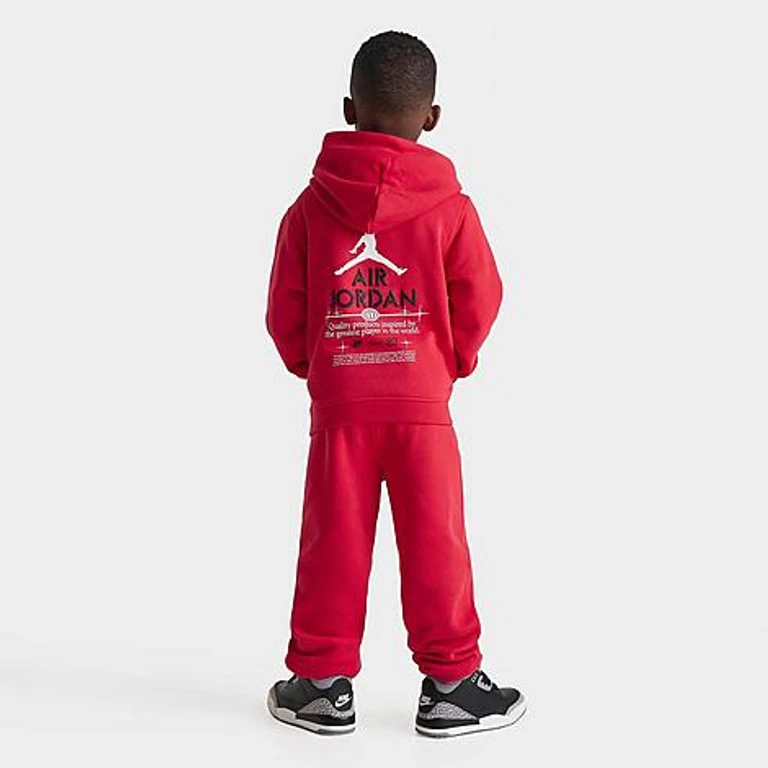 Little Kids Pullover Hoodie and Jogger Pants Set in University Red Size: 4