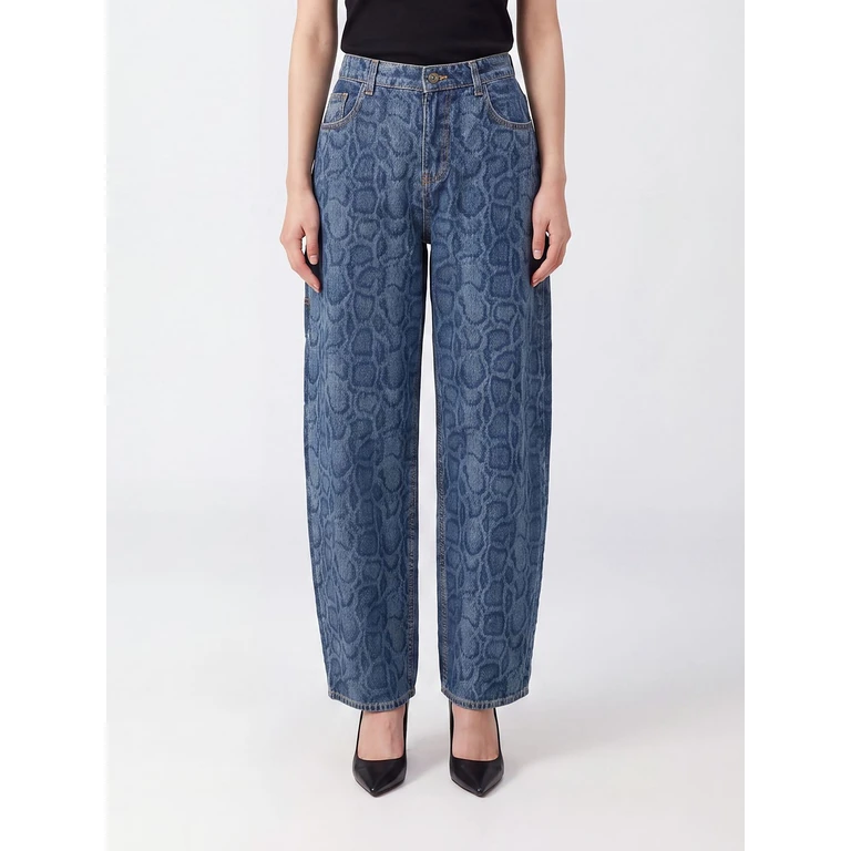 LIU JO High-Waisted Animalier Print Cotton Denim Jeans (UF6519D039779154)