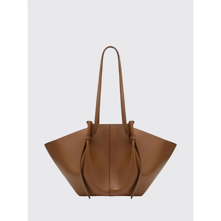 Mochi Hammered Leather Flared Shoulder Bag with Laminated Logo (LARGEMOCHIHA)