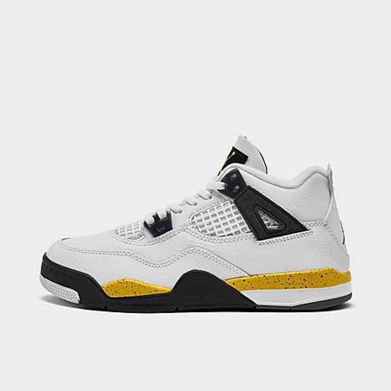 Little Kids Air Retro 4 Scarpe da basket in bianco/grigio blu scuro/nero