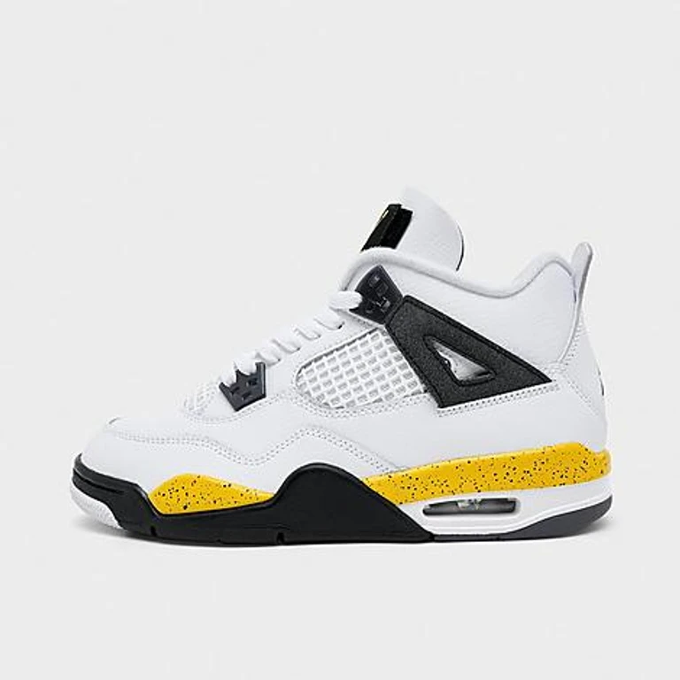 Big Kids Air Retro 4 Scarpe da basket in bianco/grigio blu scuro/nero