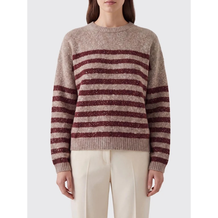 Striped Crewneck Jumper in Cashmere and Wool Blend with Lurex (MGY563700PCOG63)