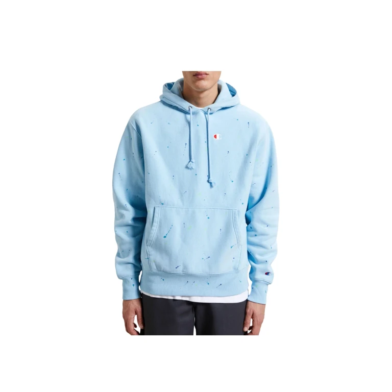 C Life Reverse Weave Paint Splatter Men's Hoodie - Blue