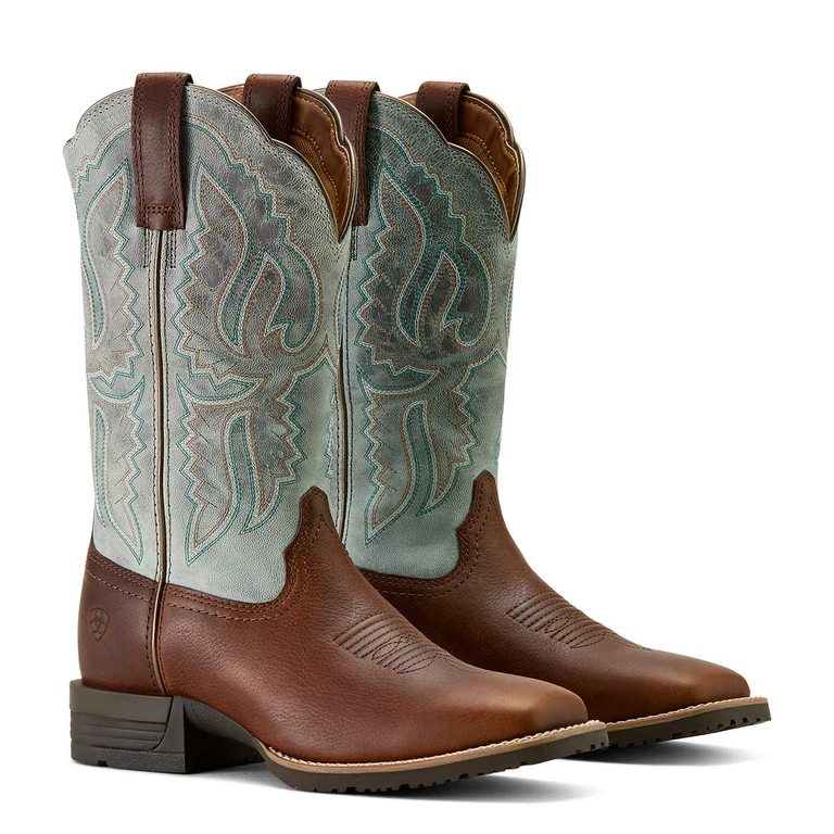 Womens Hybrid Ranchwork Wide Square Toe Leather Western Work Boot