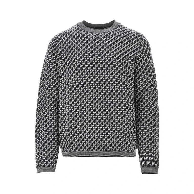 Jacquard wool crewneck sweater Man M