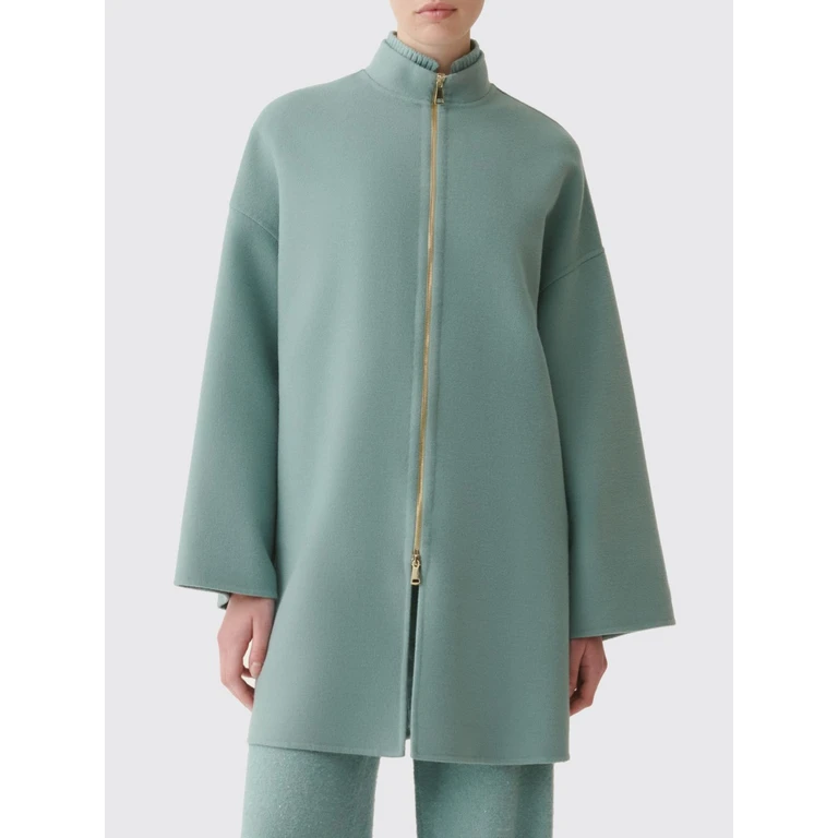 Knee-Length Single-Breasted Coat in Pure Virgin Wool with Zip (CTD216F186M3236175)