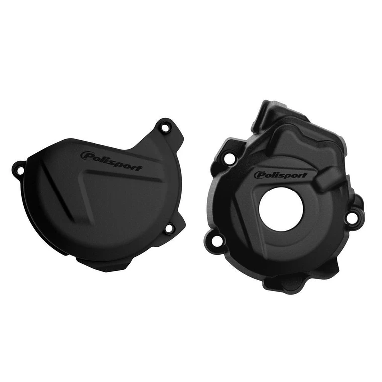 90970 - Polisport Clutch & Ignition Cover Protectors For KTM SXF 250/350 2013-2015, Husqvarna FC 250/350 2014-2015 Black