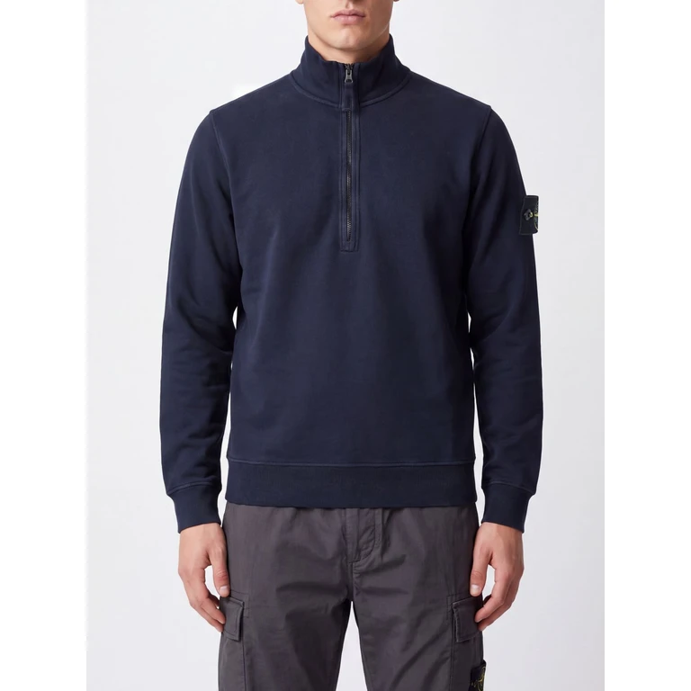 Half-Zip Cotton Turtleneck Sweatshirt with Compass Logo Patch (6100068S0A20V005S)
