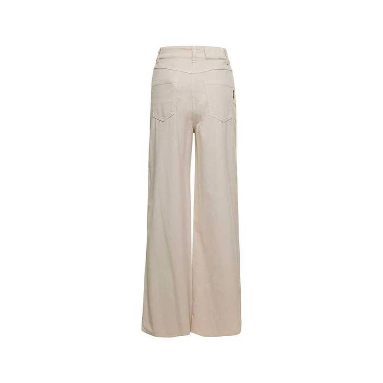 Womens Warm White Wide Leg Cotton Wool Blend Pants