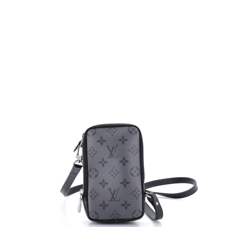 Double Phone Pouch Reverse Monogram Eclipse Canvas