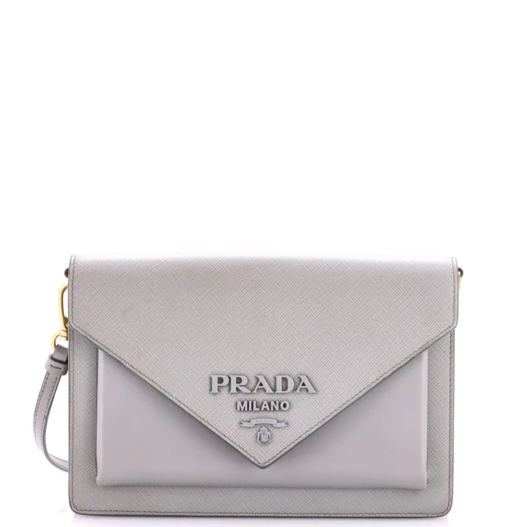 Monochrome Envelope Crossbody Bag Saffiano with City Calf Mini
