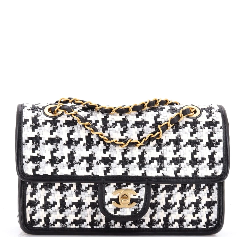 Classic Single Flap Bag Woven Lambskin and Viscose Small