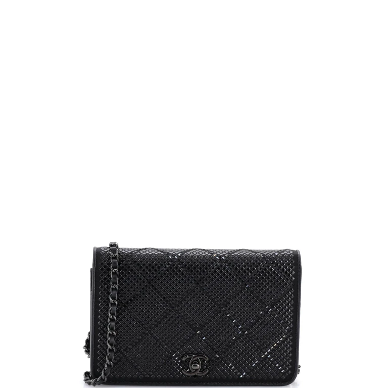 Turnlock CC Wallet on Chain Strass Embellished Leather