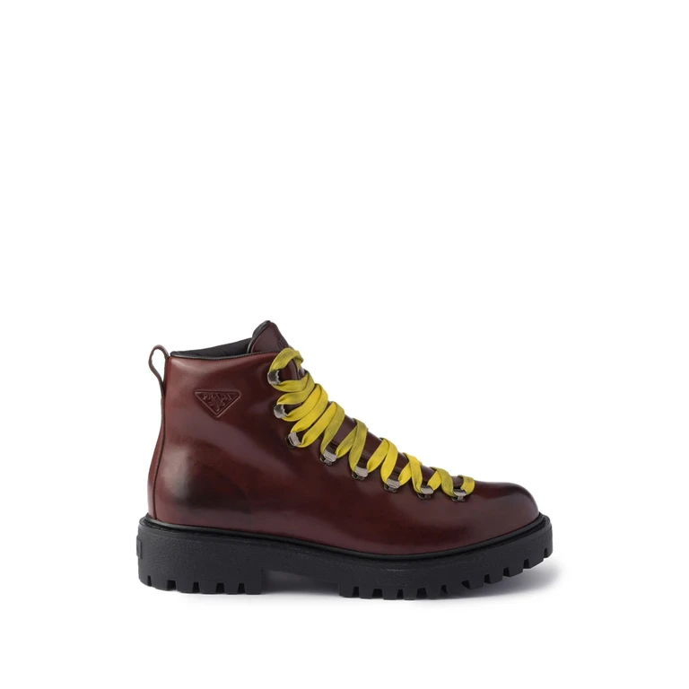 Antiqued Leather Lace-up Ankle Boots