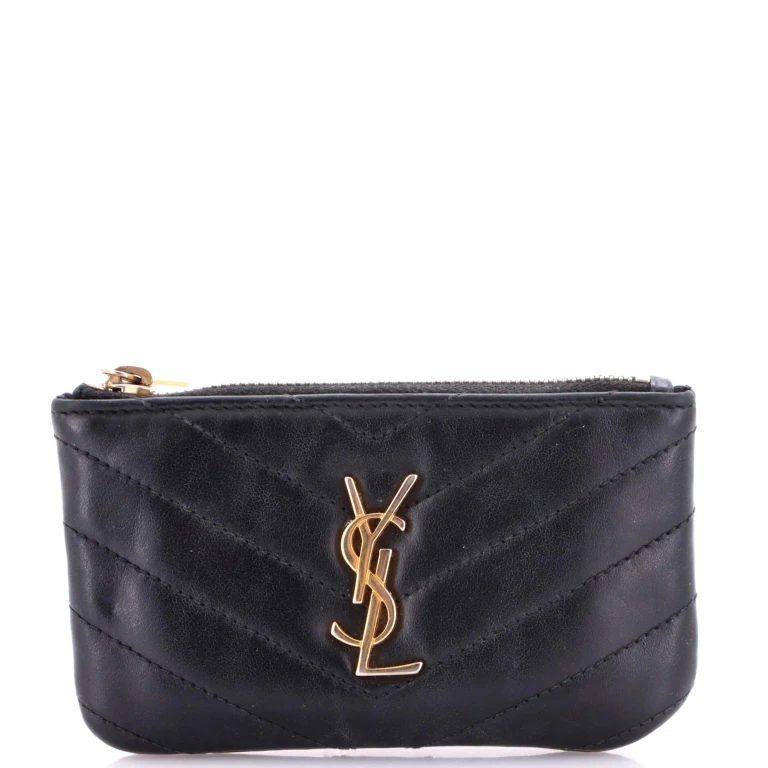 Monogram Fragments Zip Card Holder Matelasse Chevron Leather