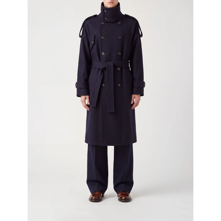 Double-Breasted Trench Coat in Virgin Wool and Cashmere with Belt (145852797635)