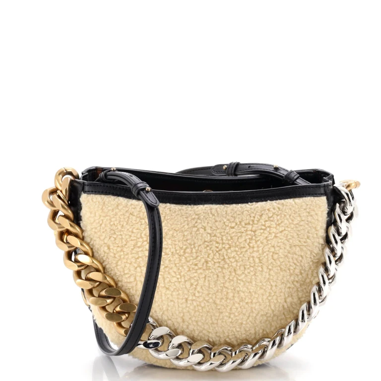 Frayme Shoulder Bag Faux Shearling and Faux Leather Small