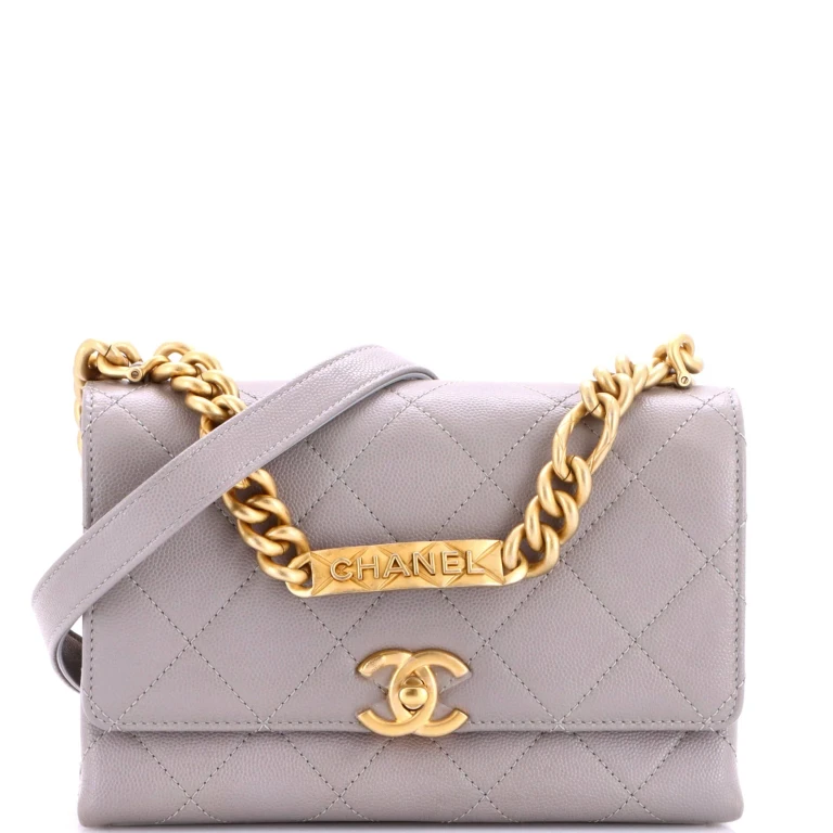 Bracelet On Chain Flap Bag Quilted Caviar Mini