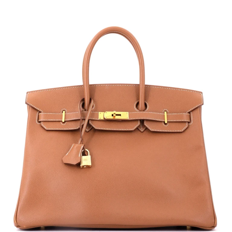Birkin Handbag Gold Courchevel with Gold Hardware 35