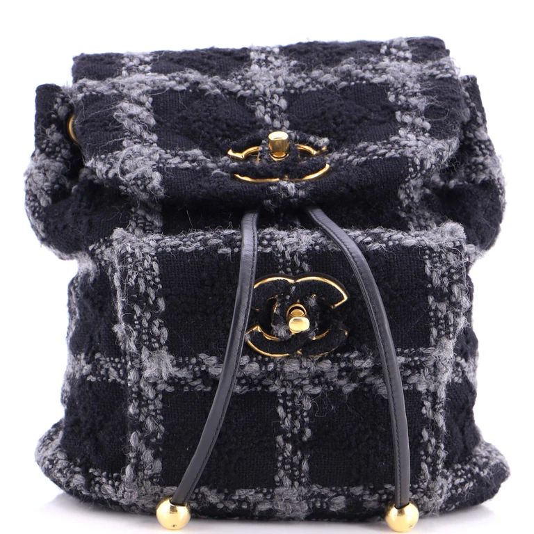Duma Drawstring Backpack Quilted Wool Tweed Large