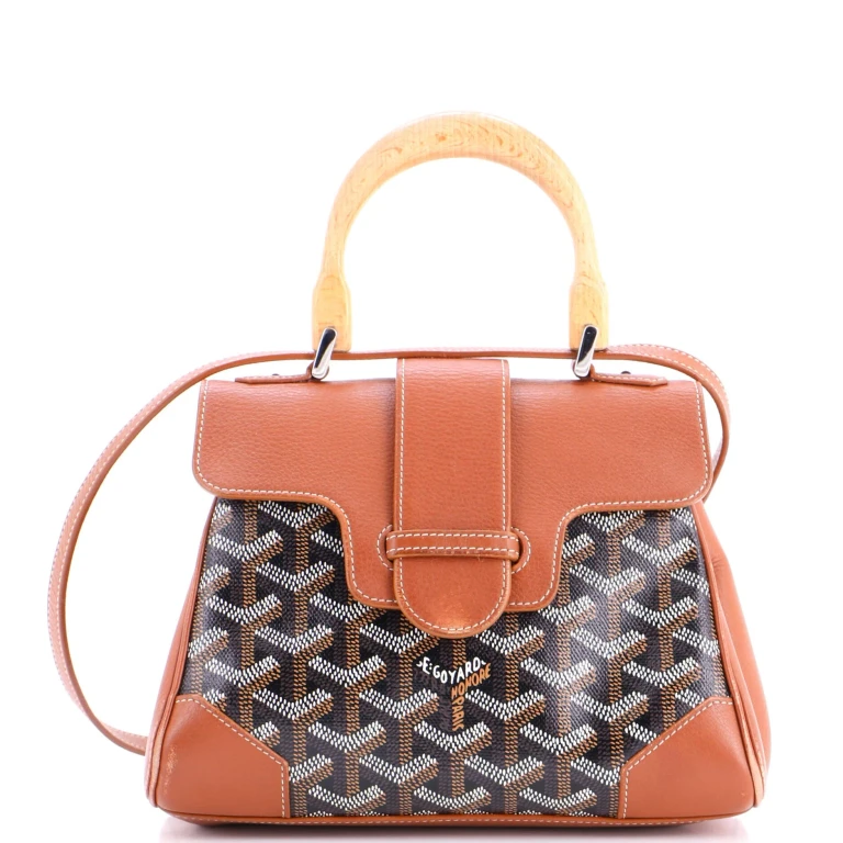 Saigon Top Handle Bag Coated Canvas with Leather Mini