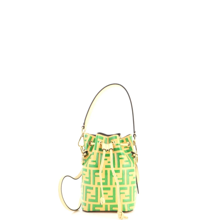 Mon Tresor Bucket Bag Zucca Embossed Leather Mini