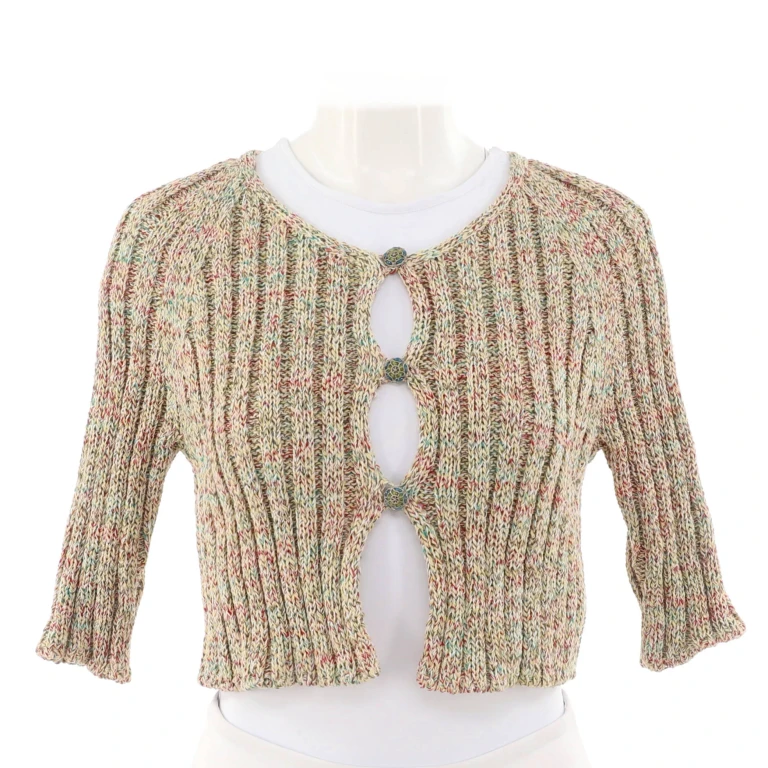 Women's Short Sleeve Cropped Button Up Cardigan Cotton