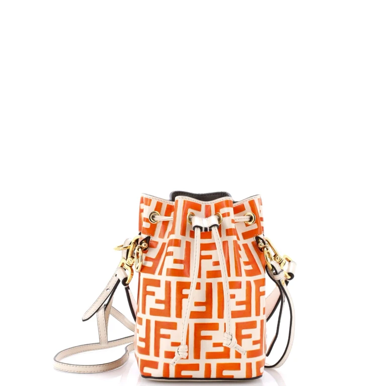 Mon Tresor Bucket Bag Zucca Embossed Leather Mini